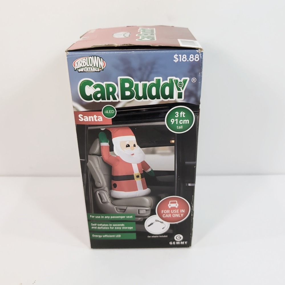 Gemmy Car Buddy Santa 3 Ft LED Passenger Inflatable For Car Only Christmas NEW